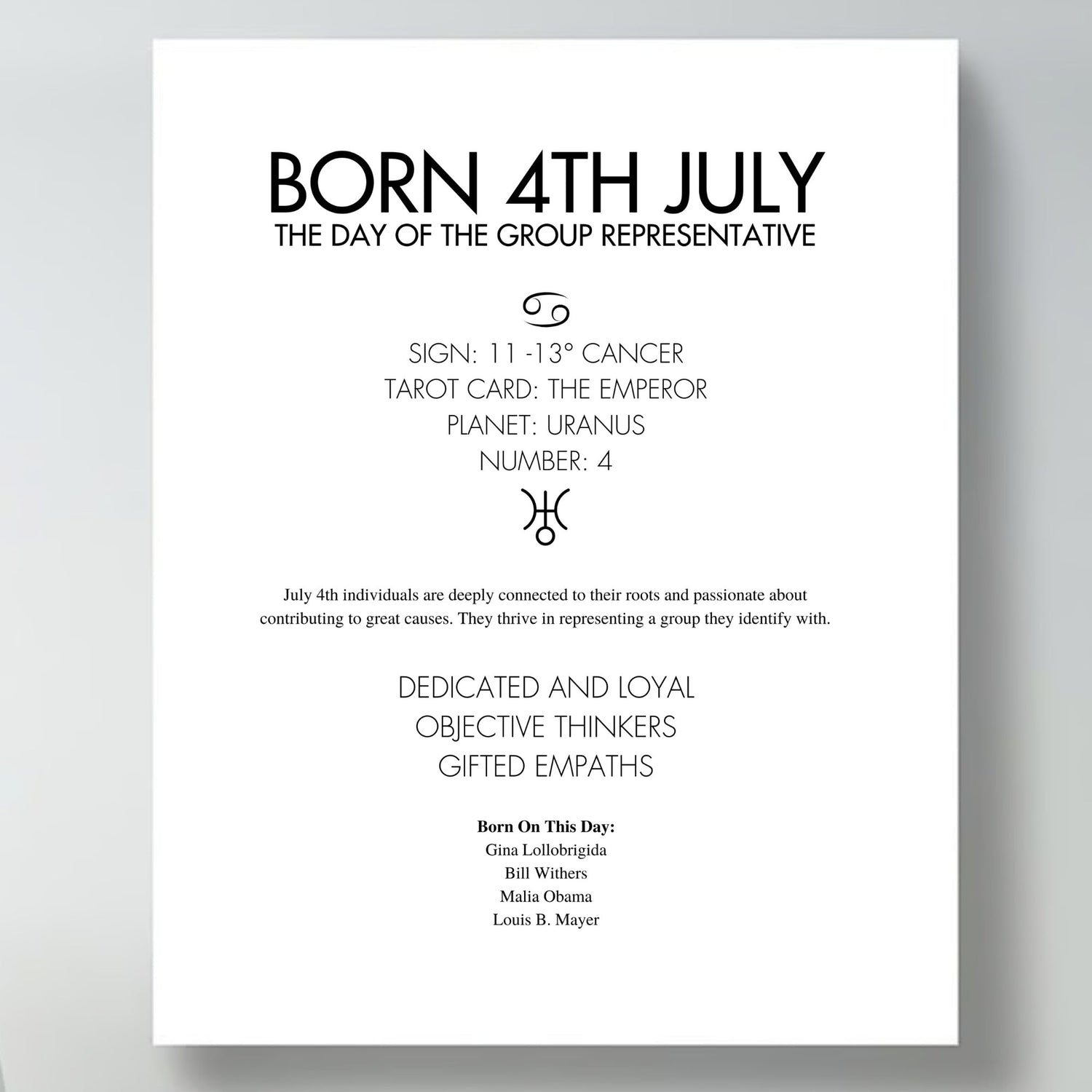 July Birthday Astrology Printables