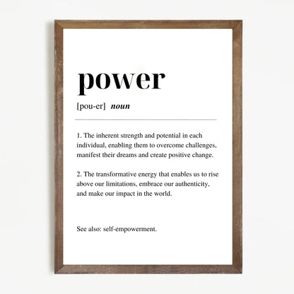 Power Definition Print - Inspiring Wall Art - Minimalist Motivational Decor