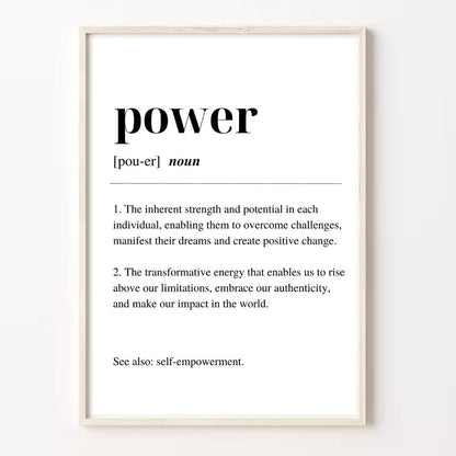 Power Definition Print - Inspiring Wall Art - Minimalist Motivational Decor