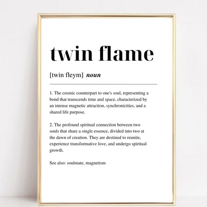 Twin Flame Definition Print - Minimalist Spiritual Art